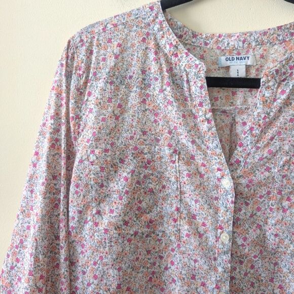 Old Navy Printed Ditsy Floral V Neck Popover Top Blouse Size Large - Picture 4 of 6